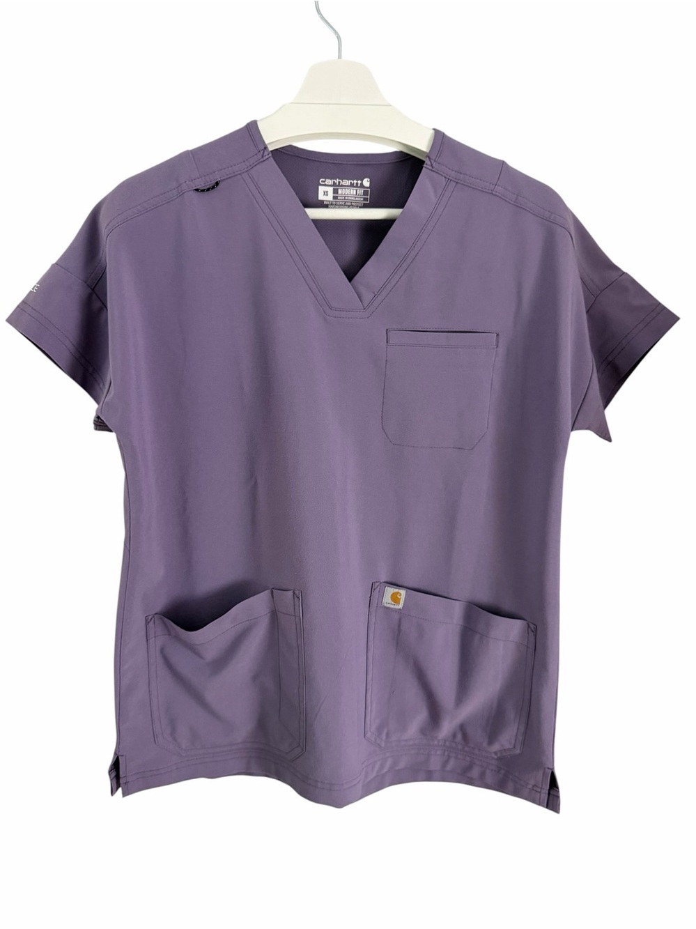 CARHARTT Purple Force Cross-Flex V-Neck Scrub Top Stretch xs